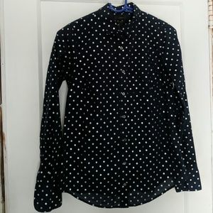 J Crew Perfect Shirt in Foil Dot, Navy size 0